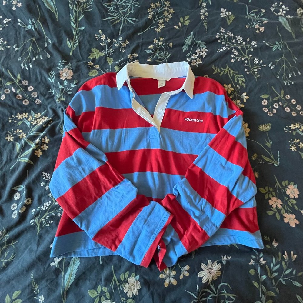Striped rugby shirt - cropped fit, great condition